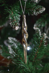 Christmas decorations. Vintage glass silver icicle