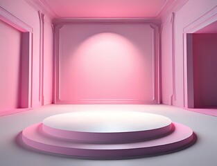 pink podium for product presentation 3d render made with Generative AI