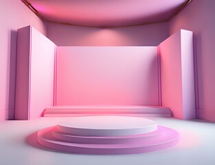 pink podium for product presentation 3d render made with Generative AI