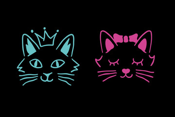 illustration of two cat faces in a simple style