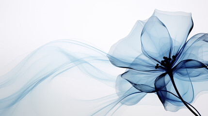 Abstract blue and black flower illustration minimalistic