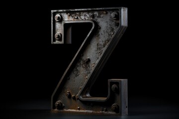 letter z, industrial style, on black background