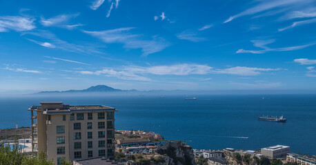 Vue sur Ceuta, au Maroc, depuis Gibraltar, Grande-Bretagne