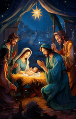The Birth of Jesus Christ: A Festive Depiction