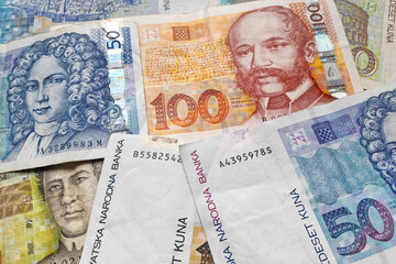 Close-up on Croatian Kuna banknotes