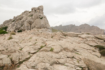 Stunning views of cliffs, mountains, beach and sea from Mallorca island in Spain