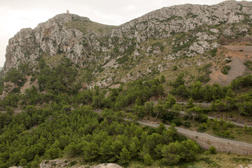 Stunning views of cliffs, mountains, beach and sea from Mallorca island in Spain
