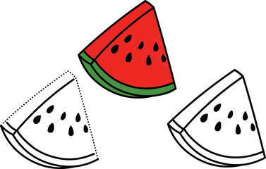 learn to color and connect watermelon fruit lines for children