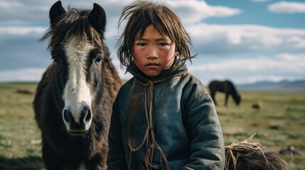Fototapeta premium Travel photography is photography that documents nomadic life on the Mongolian steppes, capturing the connection between people and vast landscapes.