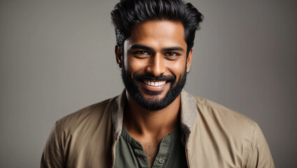 Obraz premium a closeup portrait of a handsome smiling indian man