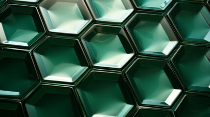 A close-up of a green hexagonal pattern, reminiscent of honeycomb
