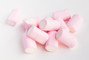 Pink white marshmallows on white
