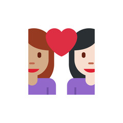 Couple with Heart: Woman, Woman, Medium Skin Tone, Light-Skin Tone