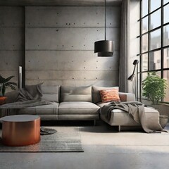 modern living room with sofa and winow