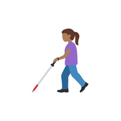 Fototapeta premium Woman with White Cane: Medium-Dark Skin Tone