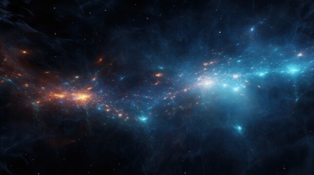 Illustrate the particle nebula where technology clouds give rise to new ideas and opportunities