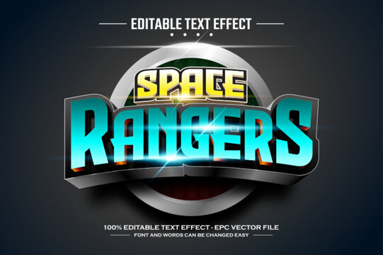 Space rangers 3D editable text effect template