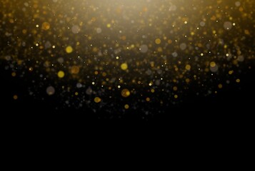Gold glitter is on the black background
