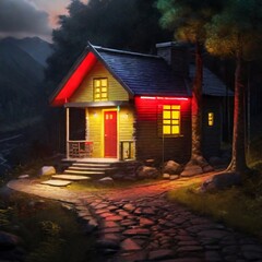 house at night
