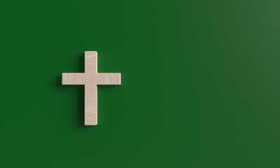 Obraz premium Ash wednesday cross wooden symbol sign green background wallpaper copy space christian religion god lent holy chruch jesus catholic prayer beleif easter happy repentance faith worship fasting death 