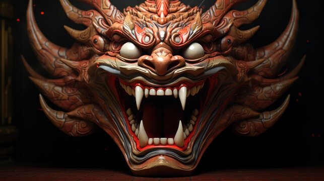 dragon monster character mask background wallpaper ai generated image