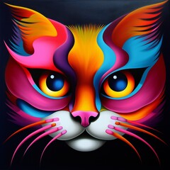 Fototapeta premium cat neon portrait in cyberpunck and pop art style