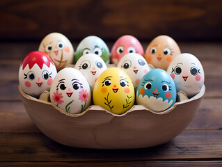 painted easter eggs in a plate