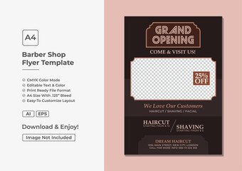 Barber salon poster barbershop flyer haircut banner template