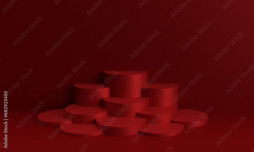 Poster red pink orange color background pedestal abstract empty blank empty copy space mock up exhibition p