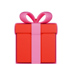 Gift Box Valentine 3D icon isolated on white background, 3D rendering