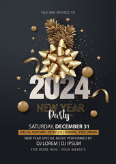 2024 Happy New Year club poster Background for your Flyers and Greetings Card graphic or new year themed party invitations. abstract vector illustration design