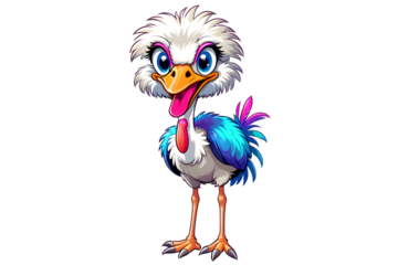A Cartoonish Ostrich in a Playful Pose (PNG 10800x7200)