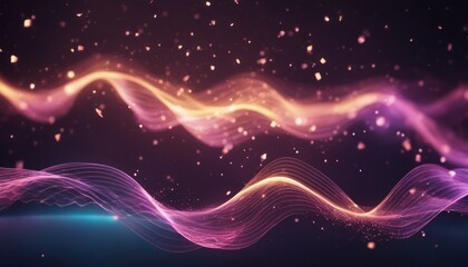 Digital wave particles music and small particles dance motion on wave for digital background