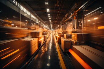 Speed of Logistics: Motion Blur of Packages Reflecting the Fast-Paced Operations in the Department