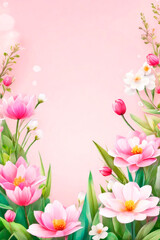 Beautiful flower background in pastel colors. Mothers day or spring, easter background.