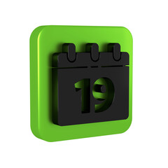 Black Calendar with Happy Easter icon isolated on transparent background. Spring Christian Holiday symbol. Green square button.