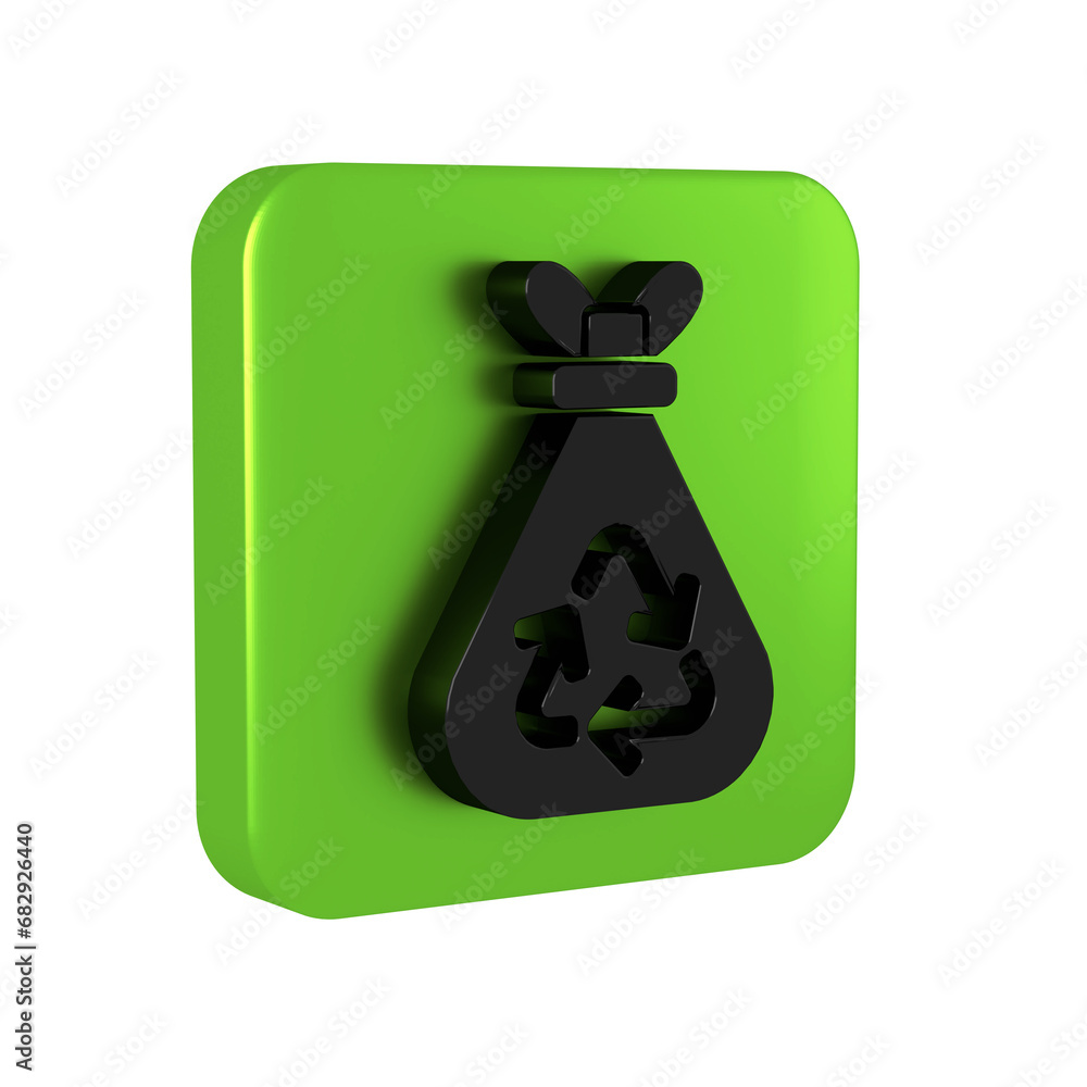 Poster black garbage bag with recycle symbol icon isolated on transparent background. trash can icon. recyc