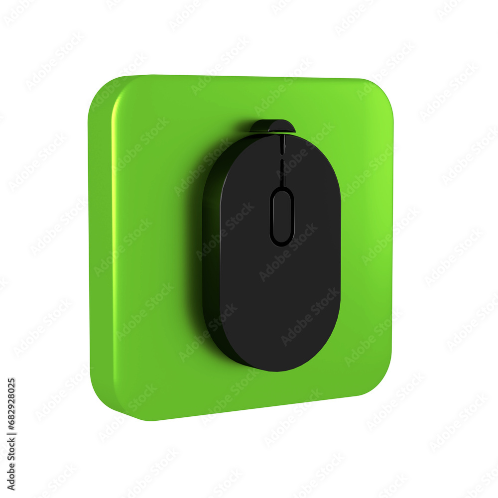 Poster black computer mouse gaming icon isolated on transparent background. optical with wheel symbol. gree