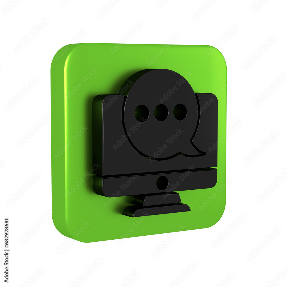 Poster black new chat messages notification on monitor icon isolated on transparent background. smartphone 