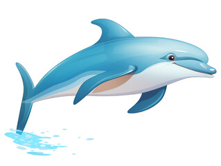 A cheerful blue dolphin mid-leap with a transparent background.