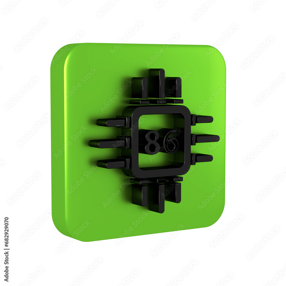 Aufkleber black computer processor with microcircuits cpu icon isolated on transparent background. chip or cpu