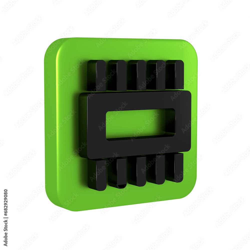 Aufkleber black computer processor with microcircuits cpu icon isolated on transparent background. chip or cpu