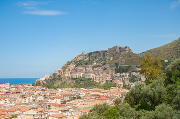 Panoramic view of the village of Amantea