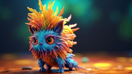 cartoon magical spirit animal bright color.Generative AI - obrazy, fototapety, plakaty
