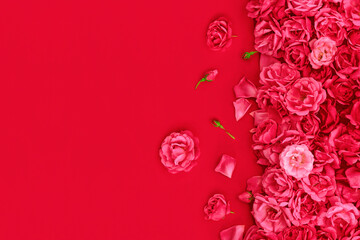 Red roses pattern background for invitation, greeting card, valentine, design wallpaper
