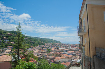 Panoramic view of the village of Amantea