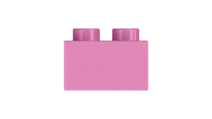 Fuchsia Pink Block Isolated on a White Background. Close Up View of a Plastic Children Game Brick for Constructors, Side View. High Quality 3D Rendering with a Work Path. 8K Ultra HD, 7680x4320