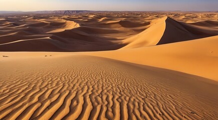 sunset in the desert, panoramic desert scene, sand in the desert, landscape in the desert