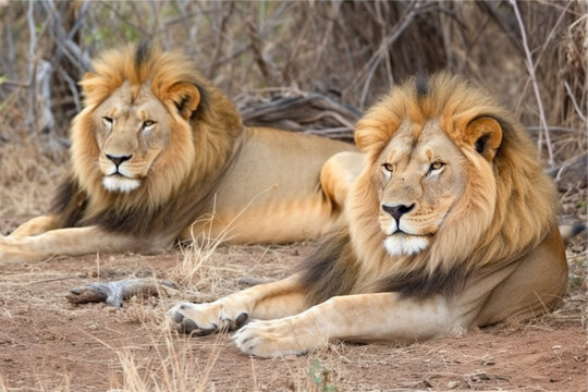 Photo of a male lion resting