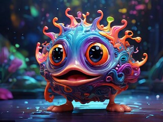 Colorful alien | Cute and Adorable Alien with spikes | Cartoon Character